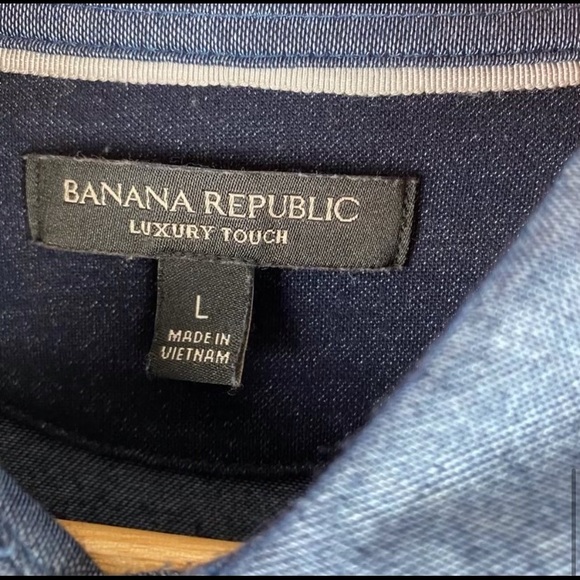 BANANA REPUBLIC Luxury Touch Blue Polo Shirt | L - Picture 7 of 9